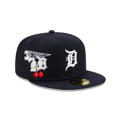 Blue Detroit Tigers Hat - New Era MLB City Patch 59FIFTY Fitted Caps USA0948561